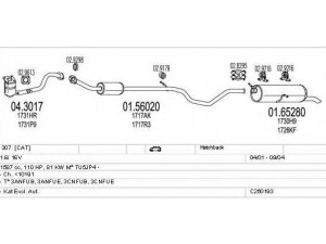 MTS C260193006092 išmetimo sistema 
 Išmetimo sistema -> Išmetimo sistema, visa