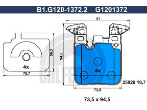 GALFER B1.G120-1372.2 stabdžių trinkelių rinkinys, diskinis stabdys 
 Techninės priežiūros dalys -> Papildomas remontas
34 21 6 855 474