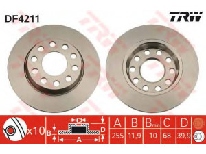 TRW DF4211 stabdžių diskas 
 Stabdžių sistema -> Diskinis stabdys -> Stabdžių diskas
8E0615601D, 8E0615601Q, 8E0615601Q