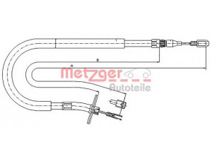METZGER 10.9875 trosas, stovėjimo stabdys 
 Stabdžių sistema -> Valdymo svirtys/trosai
904 420 0185, 2D0 609 721A