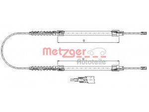METZGER 1171.8 trosas, stovėjimo stabdys 
 Stabdžių sistema -> Valdymo svirtys/trosai
1307963080, 4745.G3