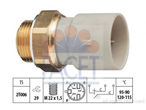 FACET 7.5655 temperatūros jungiklis, radiatoriaus ventiliatorius 
 Aušinimo sistema -> Siuntimo blokas, aušinimo skysčio temperatūra
18 46 326, 90 357 304, 90357304