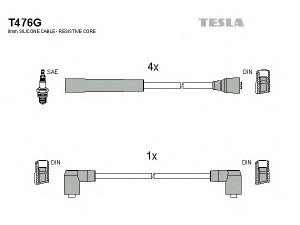 TESLA T476G uždegimo laido komplektas 
 Kibirkšties / kaitinamasis uždegimas -> Uždegimo laidai/jungtys