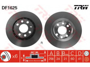 TRW DF1625 stabdžių diskas 
 Dviratė transporto priemonės -> Stabdžių sistema -> Stabdžių diskai / priedai
569001, 569042, 90250546, 90295087