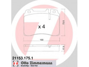 ZIMMERMANN 21153.175.1 stabdžių trinkelių rinkinys, diskinis stabdys 
 Techninės priežiūros dalys -> Papildomas remontas
001 420 9420, 001 420 9820, 002 420 152 005