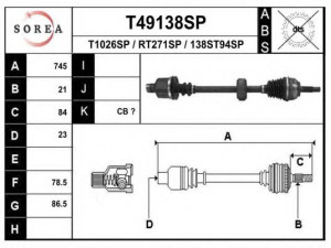 EAI T49138SP kardaninis velenas 
 Ratų pavara -> Kardaninis velenas