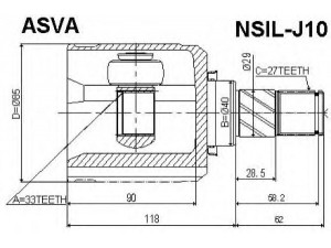 ASVA NSIL-J10 jungčių komplektas, kardaninis velenas 
 Ratų pavara -> Sujungimai/komplektas
39711-JD22C