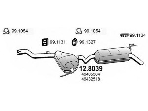 ASSO 12.8039 vidurinis / galinis duslintuvas 
 Išmetimo sistema -> Duslintuvas
46406295, 46432518, 46432918, 46447595