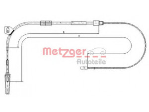 METZGER 10.9330 trosas, stovėjimo stabdys 
 Stabdžių sistema -> Valdymo svirtys/trosai
168 420 1685
