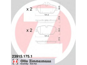 ZIMMERMANN 23915.175.1 stabdžių trinkelių rinkinys, diskinis stabdys 
 Techninės priežiūros dalys -> Papildomas remontas
3411 6 767 143, 3411 6 767 144