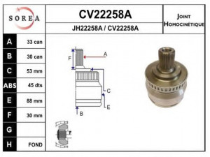 EAI CV22258AK jungčių komplektas, kardaninis velenas 
 Ratų pavara -> Sujungimai/komplektas