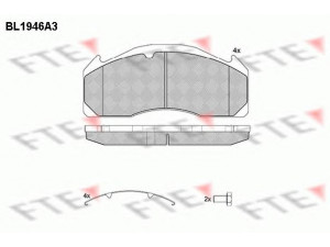 FTE BL1946A3 stabdžių trinkelių rinkinys, diskinis stabdys 
 Techninės priežiūros dalys -> Papildomas remontas
1078439, 20768092, 20918891, 209313430