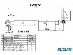 BUGIAD BGS10881 dujinė spyruoklė, bagažinė 
 Priedai -> Bagažinė/pakrovimo skyrius
81800-61840-X10