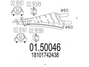 MTS 01.50046 vidurinis duslintuvas 
 Išmetimo sistema -> Duslintuvas
18101742438