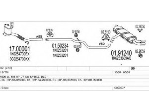 MTS C020207000573 išmetimo sistema 
 Išmetimo sistema -> Išmetimo sistema, visa