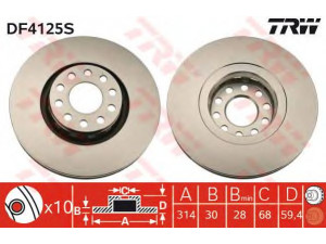 TRW DF4125S stabdžių diskas 
 Stabdžių sistema -> Diskinis stabdys -> Stabdžių diskas
441615301AA