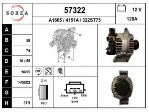 EAI 57322 kintamosios srovės generatorius
2S7T10300AA, 2S7T10300AB, 2S7T10300AC