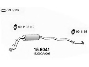 ASSO 15.6041 vidurinis duslintuvas 
 Išmetimo sistema -> Duslintuvas
18220DAA003, 18220SAA003, 18220SAA013