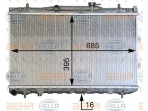 HELLA 8MK 376 769-351 radiatorius, variklio aušinimas 
 Aušinimo sistema -> Radiatorius/alyvos aušintuvas -> Radiatorius/dalys
25310-2F000