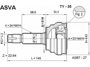 ASVA TY-35 jungčių komplektas, kardaninis velenas 
 Ratų pavara -> Sujungimai/komplektas
43410-52030, 43410-52031, 43420-52030