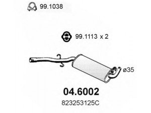 ASSO 04.6002 vidurinis duslintuvas 
 Išmetimo sistema -> Duslintuvas
823253125C