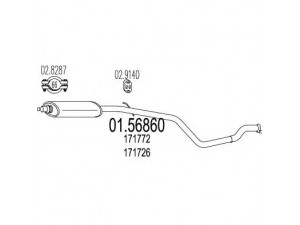 MTS 01.56860 vidurinis duslintuvas 
 Išmetimo sistema -> Duslintuvas
171726, 171772