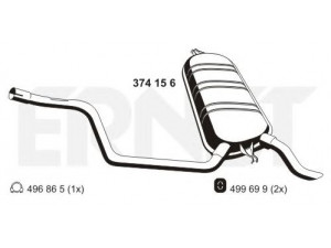 ERNST 374156 galinis duslintuvas 
 Išmetimo sistema -> Duslintuvas
124 490 17 21, 124 491 03 00