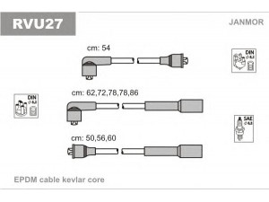 JANMOR RVU27 uždegimo laido komplektas 
 Kibirkšties / kaitinamasis uždegimas -> Uždegimo laidai/jungtys
GHT153, ETC 8619, RTC6551, STC 8656