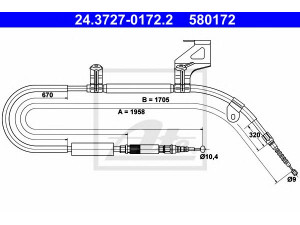 ATE 24.3727-0172.2 trosas, stovėjimo stabdys 
 Stabdžių sistema -> Valdymo svirtys/trosai
4B0 609 722 D, 4B0 609 722 J, 4B0 609 722 L