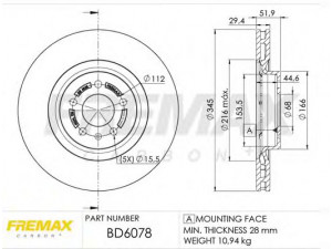 FREMAX BD-6078 stabdžių diskas 
 Stabdžių sistema -> Diskinis stabdys -> Stabdžių diskas
8K0 615 301 B, 8K0 615 301 E, 8K0 615 301 K