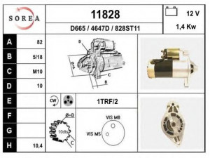 EAI 11828 starteris 
 Elektros įranga -> Starterio sistema -> Starteris
M1T74281, M1T74283, M1T74283ZC