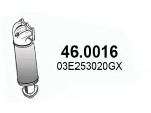 ASSO 46.0016 katalizatoriaus keitiklis 
 Išmetimo sistema -> Katalizatoriaus keitiklis
03E253020GX