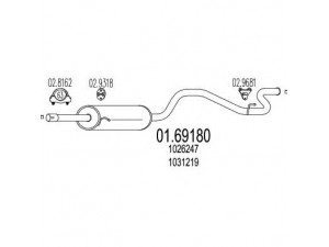 MTS 01.69180 galinis duslintuvas 
 Išmetimo sistema -> Duslintuvas
1026247, 1026430, 1031217, 1031219