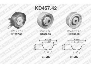 SNR KD457.42 paskirstymo diržo komplektas 
 Techninės priežiūros dalys -> Papildomas remontas
046130195B, 046130195D, 074109243F