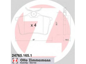 ZIMMERMANN 24765.165.1 stabdžių trinkelių rinkinys, diskinis stabdys 
 Techninės priežiūros dalys -> Papildomas remontas
16 085 204 80, 16 118 379 20, 425414