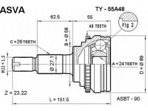 ASVA TY-55A48 jungčių komplektas, kardaninis velenas 
 Ratų pavara -> Sujungimai/komplektas
43410-12531, 43410-12670, 43410-32300