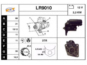 SNRA LR9010 starteris 
 Elektros įranga -> Starterio sistema -> Starteris
NAD101240