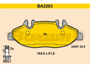 BARUM BA2263 stabdžių trinkelių rinkinys, diskinis stabdys 
 Techninės priežiūros dalys -> Papildomas remontas
000 421 61 10, 001 421 09 10, 006 420 43 20