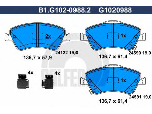 GALFER B1.G102-0988.2 stabdžių trinkelių rinkinys, diskinis stabdys 
 Techninės priežiūros dalys -> Papildomas remontas
04465-02160, 04465-02200, 04465-02210