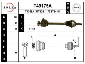 EAI T49175A kardaninis velenas 
 Ratų pavara -> Kardaninis velenas
7700104728, 7700109334, 7700109336