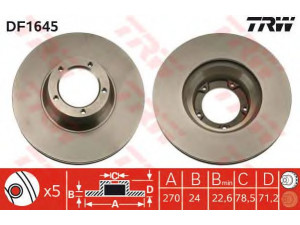 TRW DF1645 stabdžių diskas 
 Stabdžių sistema -> Diskinis stabdys -> Stabdžių diskas
1564842, 5022675, 76VB1125BS