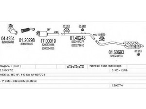 MTS C280774010709 išmetimo sistema 
 Išmetimo sistema -> Išmetimo sistema, visa