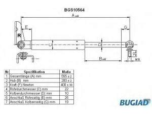 BUGIAD BGS10564 dujinė spyruoklė, bagažinė 
 Priedai -> Bagažinė/pakrovimo skyrius
68950-13080
