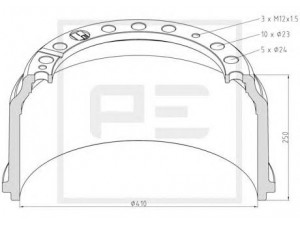 PE Automotive 016.400-00A stabdžių būgnas 
 Stabdžių sistema -> Būgninis stabdys -> Stabdžių būgnas
346 421 03 01, 387 421 00 01
