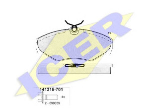 ICER 141315 stabdžių trinkelių rinkinys, diskinis stabdys 
 Techninės priežiūros dalys -> Papildomas remontas
41060-00QAE, 77 01 054 771, 44 14 021