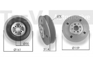 TREVI AUTOMOTIVE PC1019 skriemulys, alkūninis velenas 
 Diržinė pavara -> Dirželio skriemulys
028105243T, 1069593, 1100674, 1669807