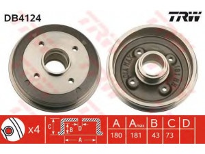 TRW DB4124 stabdžių būgnas 
 Stabdžių sistema -> Būgninis stabdys -> Stabdžių būgnas
95637178, 424725, 424731, 424731