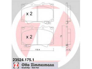 ZIMMERMANN 23524.175.1 stabdžių trinkelių rinkinys, diskinis stabdys 
 Techninės priežiūros dalys -> Papildomas remontas
04465-60120, 04465-60150, 04465-60151
