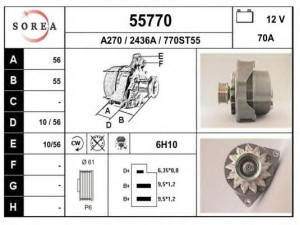 EAI 55770 kintamosios srovės generatorius 
 Elektros įranga -> Kint. sr. generatorius/dalys -> Kintamosios srovės generatorius
0071545302, 0071545402