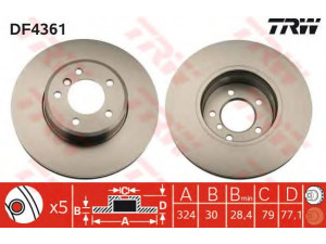 TRW DF4361 stabdžių diskas 
 Stabdžių sistema -> Diskinis stabdys -> Stabdžių diskas
34116753221, 34116767269, 34116864905